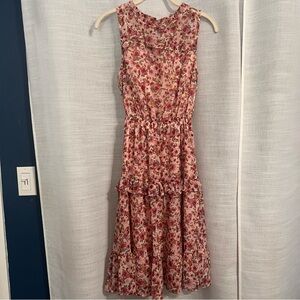 Monteau Red/Pink Floral Dress Small